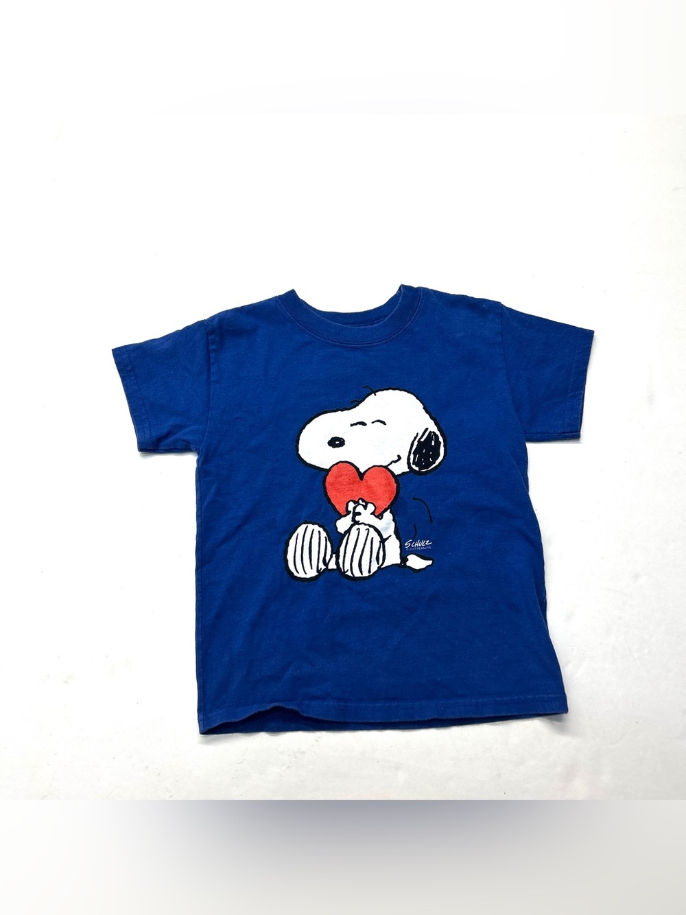 Peanuts Snoopy Heart Graphic Kids T‑Shirt Royal Blue Valentine’s Day Vintage